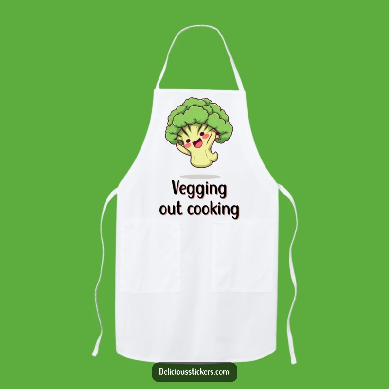Funny Broccoli Somersault Apron: Playful Floret Tumbles, Kitchen Gift!