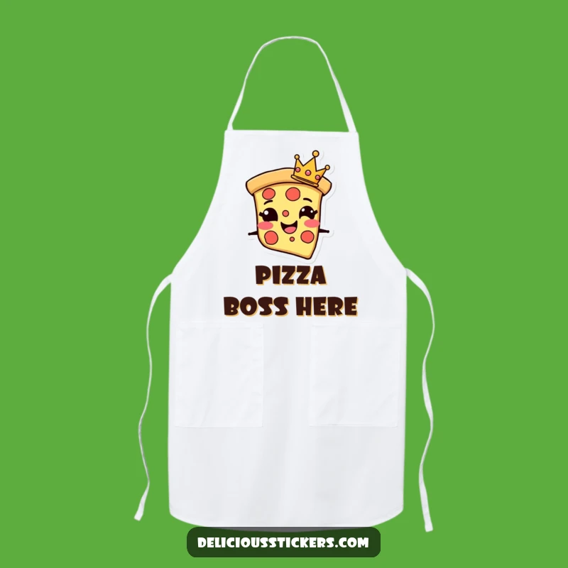 Funny Pizza Apron: Crown Slice Fun - Kitchen Royalty Delight!