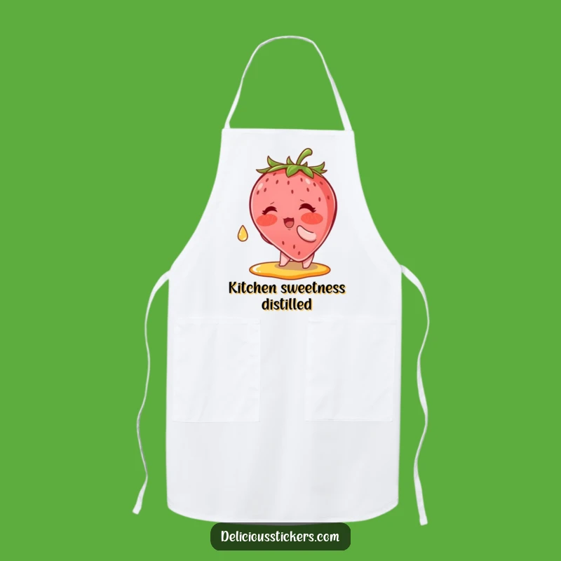 Funny Strawberry Syrup Apron: Blushing Berry Catches Drop, Kitchen Gift!
