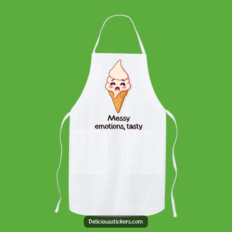 Funny Shocked Ice Cream Apron: Kitchen Fun with a Melting Cone