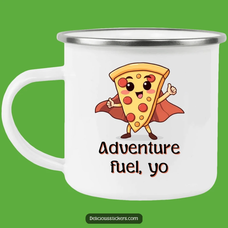 Funny Hero Pizza Slice Camping Mug: Fuel Your Adventures with Heroic Sips
