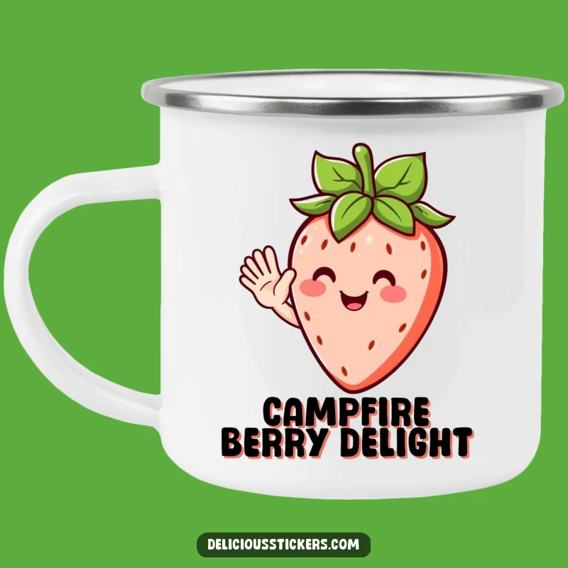 Funny Strawberry Wave Camping Mug - Sweet Fruit Character for Outdoor Adventures