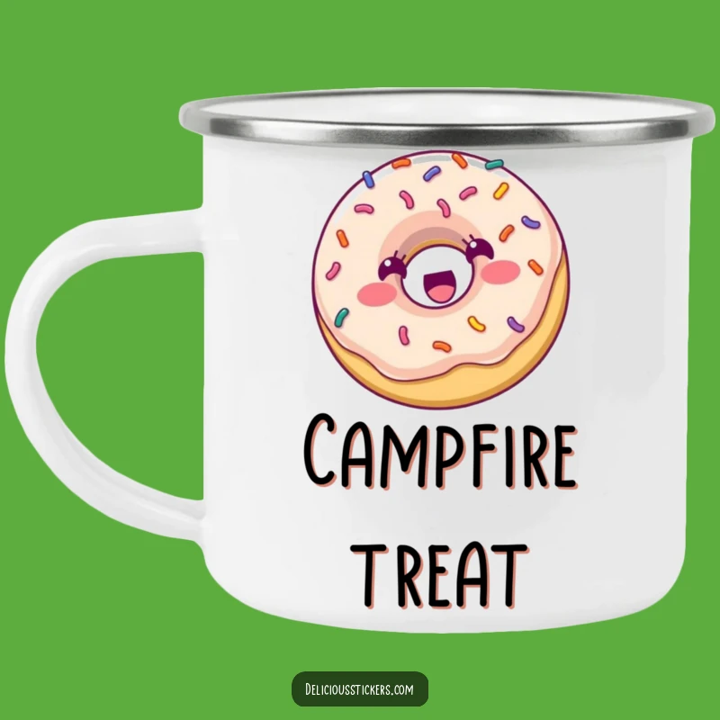Funny Donut Bouncing Camping Mug: Durable Sprinkle Character, Humorous Outdoor Drinkware