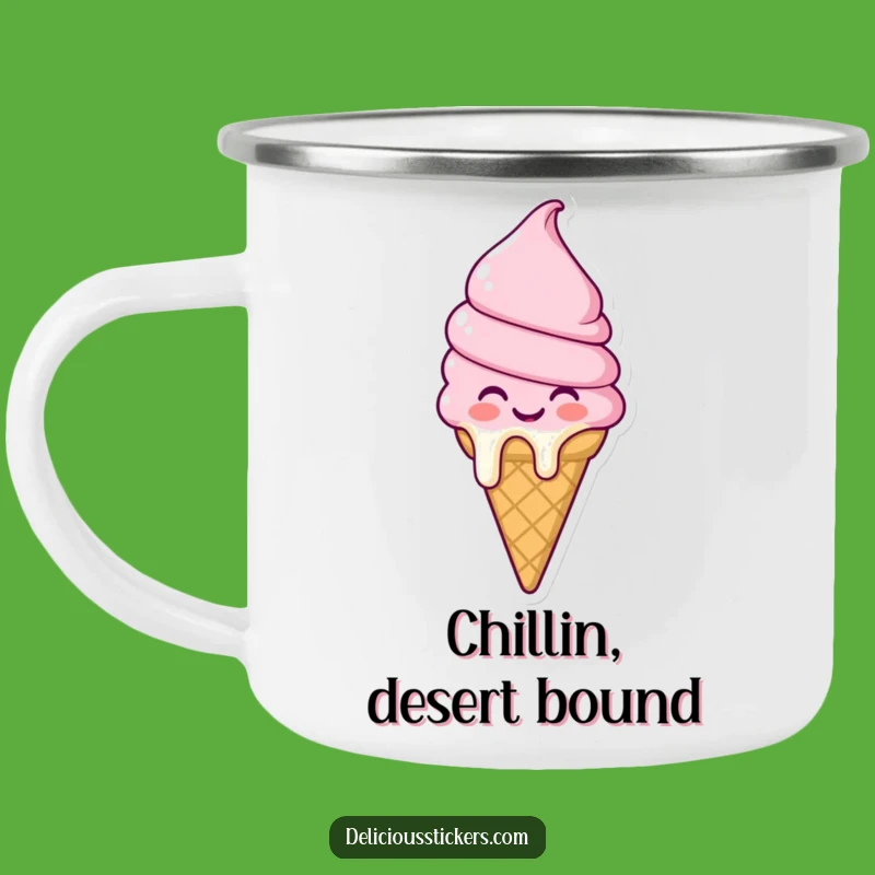 Adventure-Ready Funny Melting Ice Cream Cone Camping Mug: Sweet Sips Outdoors, Perfect Funny Gift