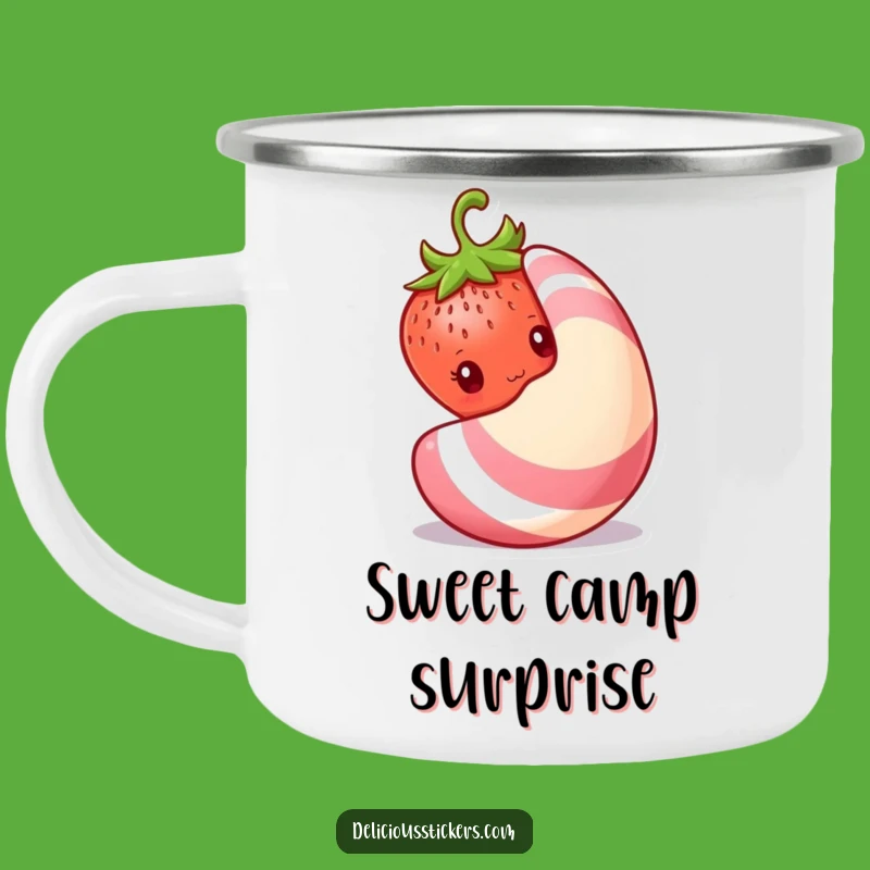 Durable Funny Shy Strawberry Camping Mug: Peeking Fruit Outdoors