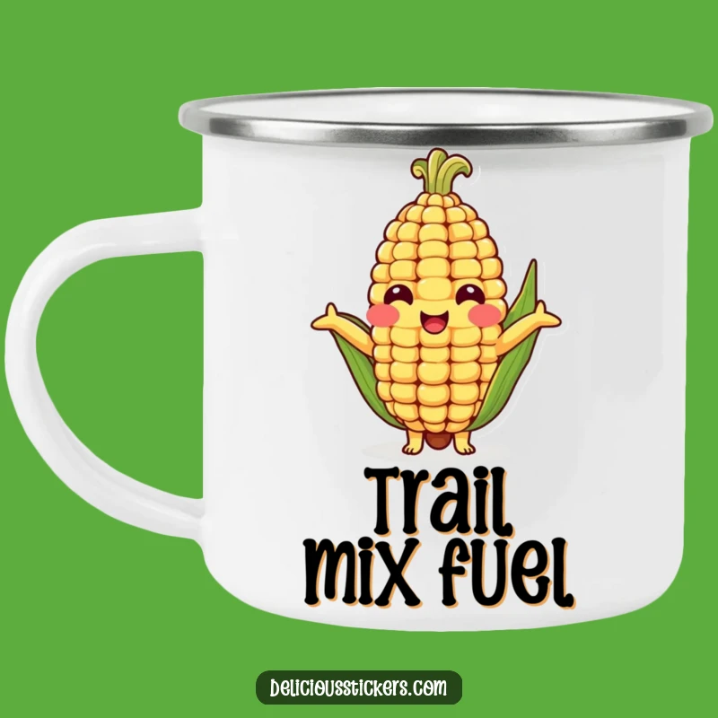 Funny Corn Cob Hug Camping Mug - Adventure-Ready Veggie Character for Your Drink