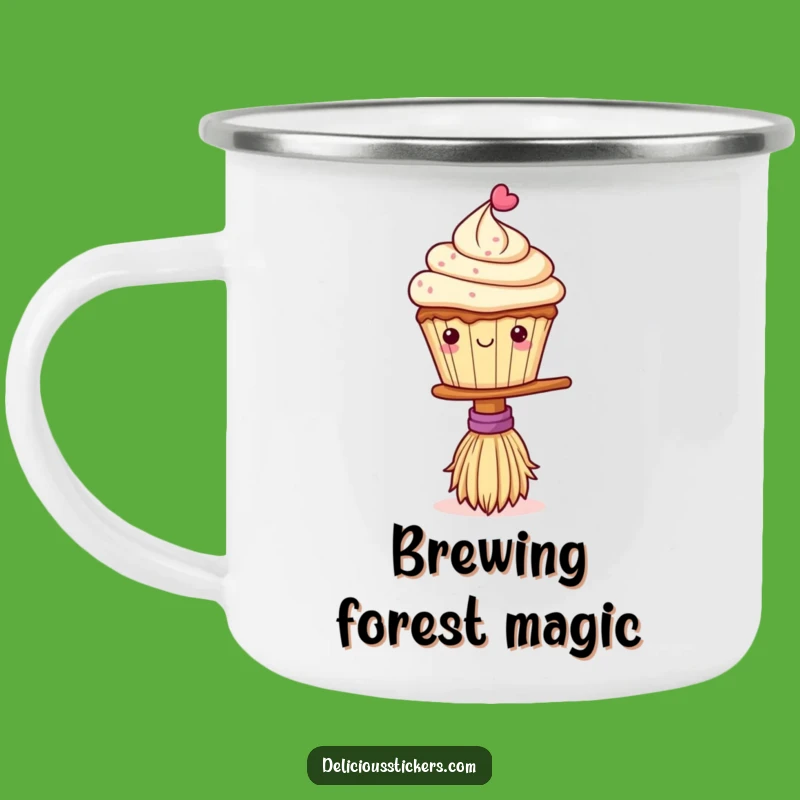 Funny Cupcake Broom Balance Camping Mug - Adventure Ready Baking Humor