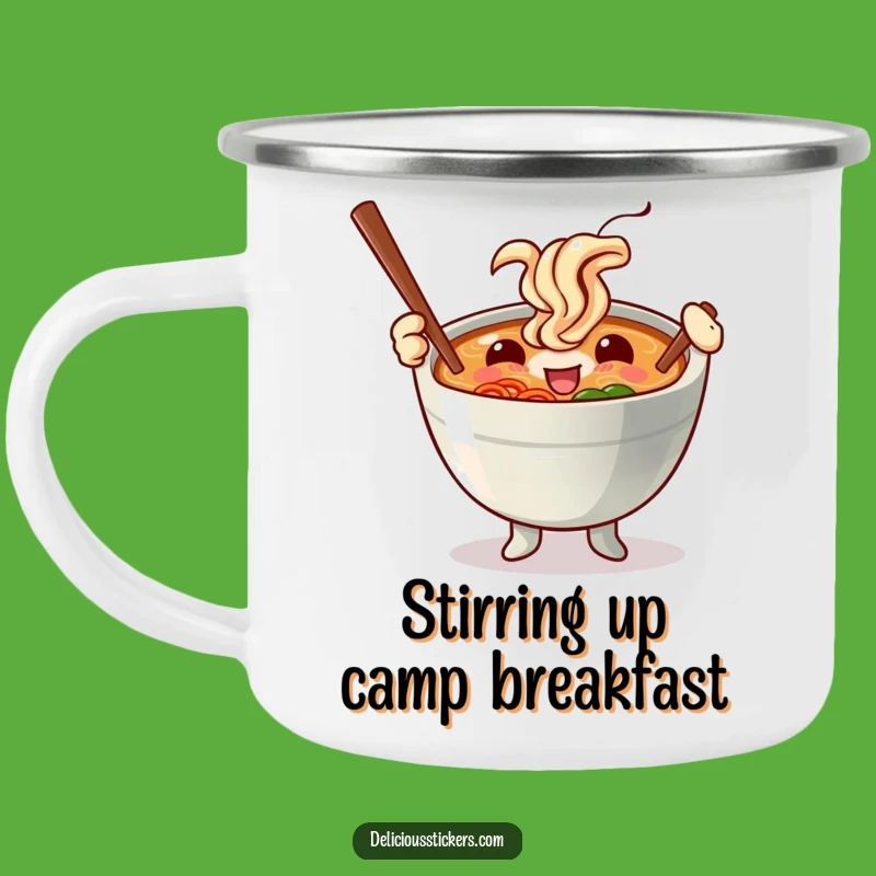 Funny Ramen Bowl Chopstick Baton Camping Mug - Outdoor Adventures & Hilarious Sips!