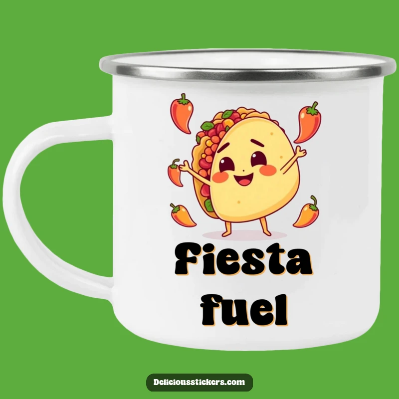 Funny Taco Juggling Camping Mug: Rugged Spicy Character, Humorous Outdoor Drinkware