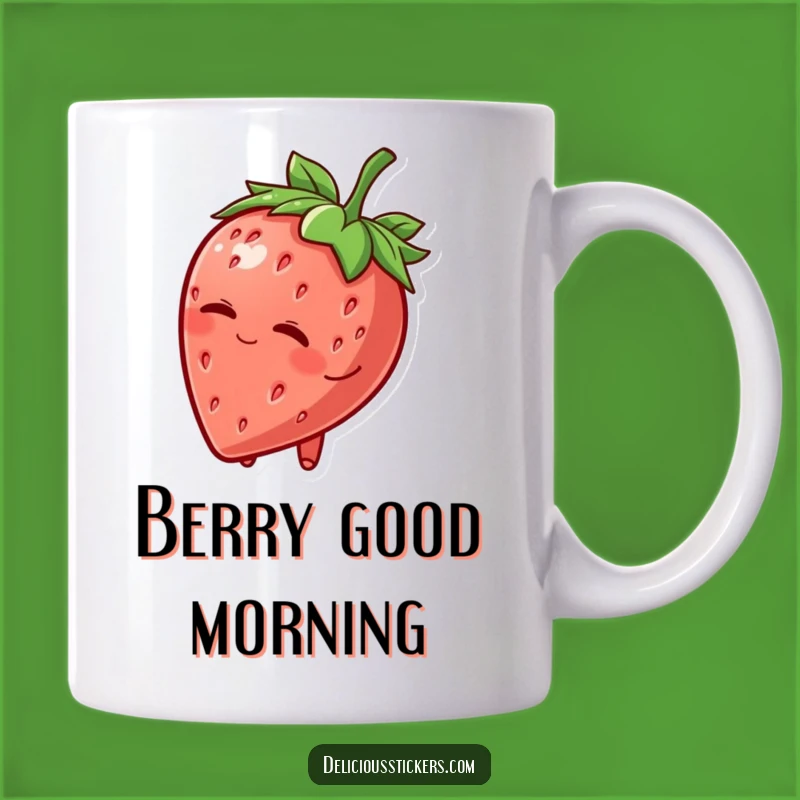 Funny Strawberry Hat Wink Mug: Charming Fruit Character, Hilarious Gift Idea