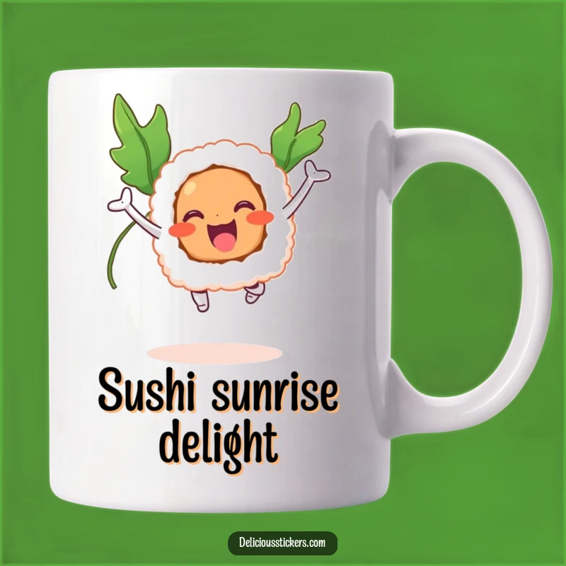 Funny Sushi Jump Mug: A Joyful Flying Foodie Gift for Sushi Lovers!