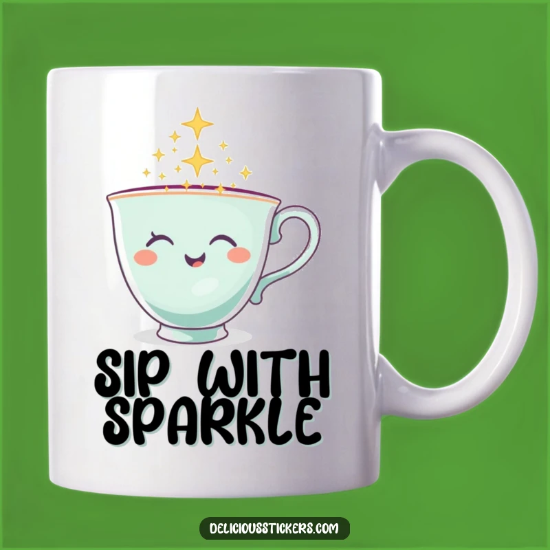 Funny Teacup Mug - Winking Character Pouring Sparkles, Perfect Funny Gift!