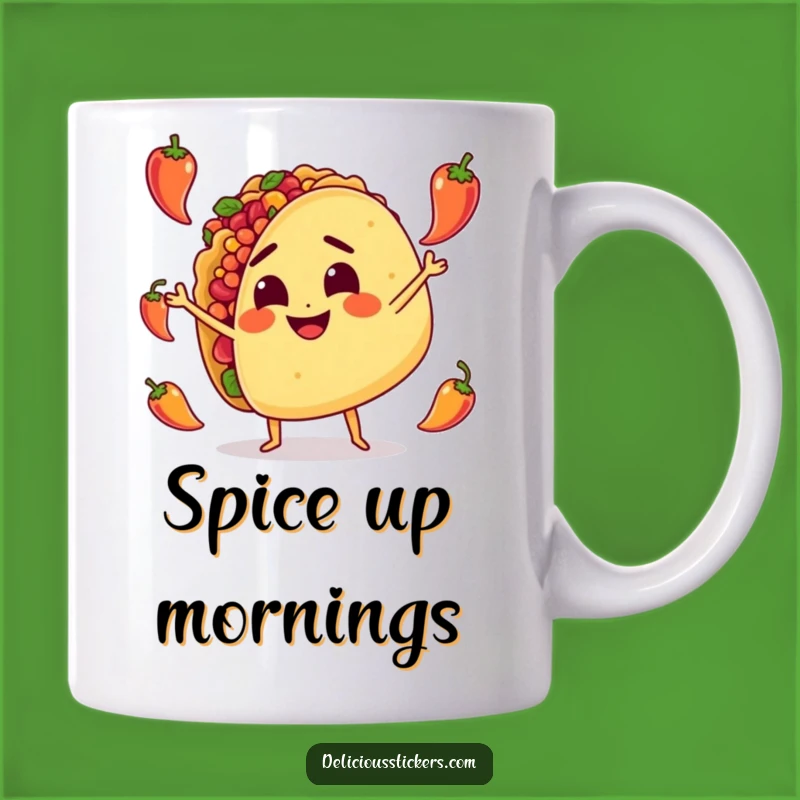 Funny Taco Juggling Mug: Determined Spicy Character, A Hilarious Culinary Gift Idea