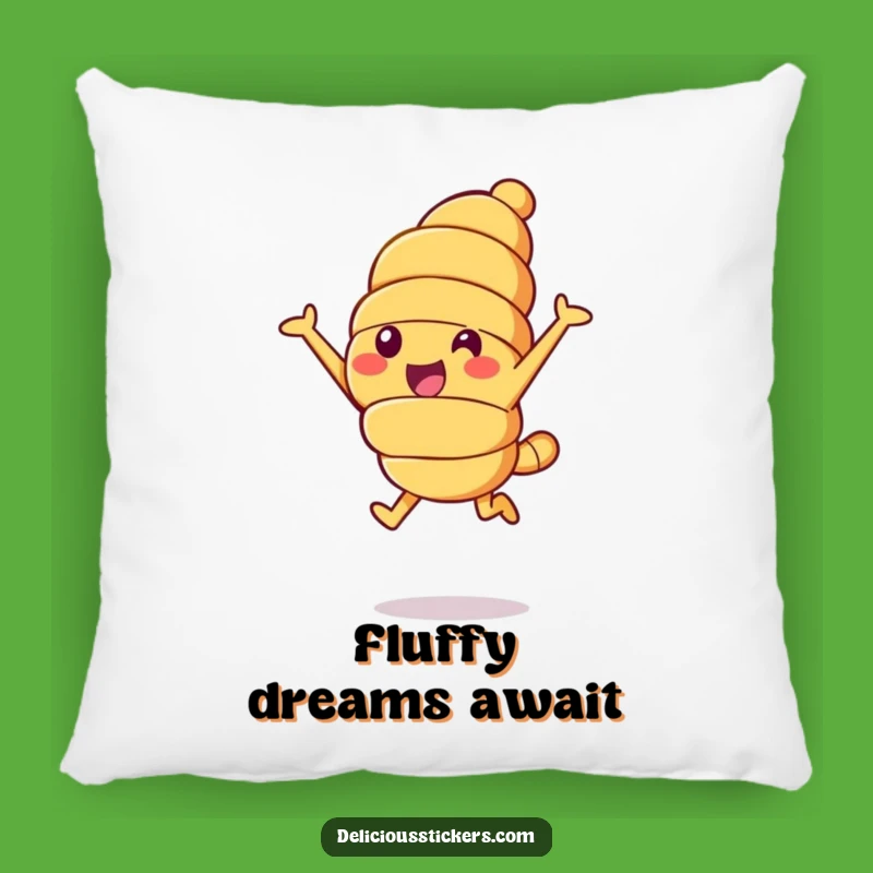 Funny Croissant Leap Pillow: Cozy Pastry Comfort, Whimsical Humorous Gift