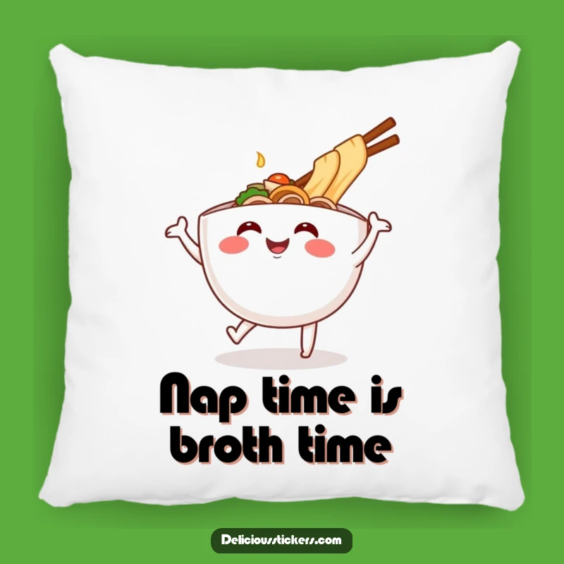 Funny Ramen Bowl Dance Pillow: Cozy Cartoon Noodles for Hilarious Comfort