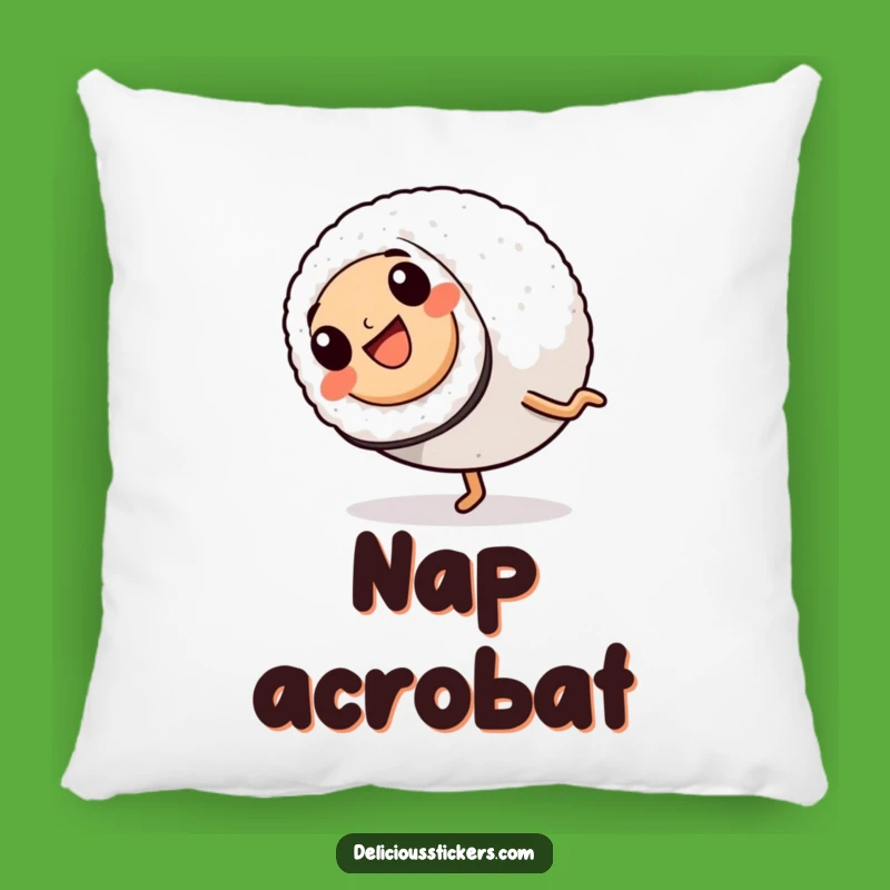 Funny Sushi Cartwheel Pillow: Soft Roll Character, Cozy Humorous Accent