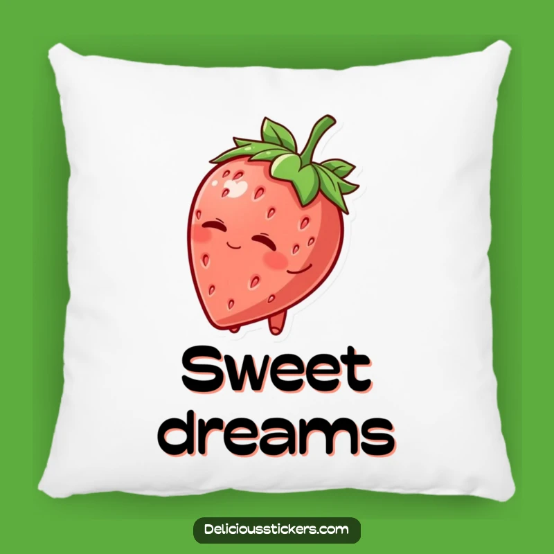 Funny Strawberry Hat Wink Pillow: Soft Fruit Character, Cozy Humorous Accent