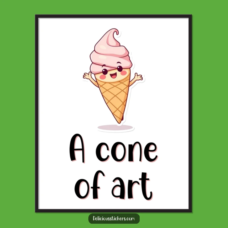 Funny Dancing Ice Cream Cone Digital Art: Instant Hilarious Decor for Your Walls!