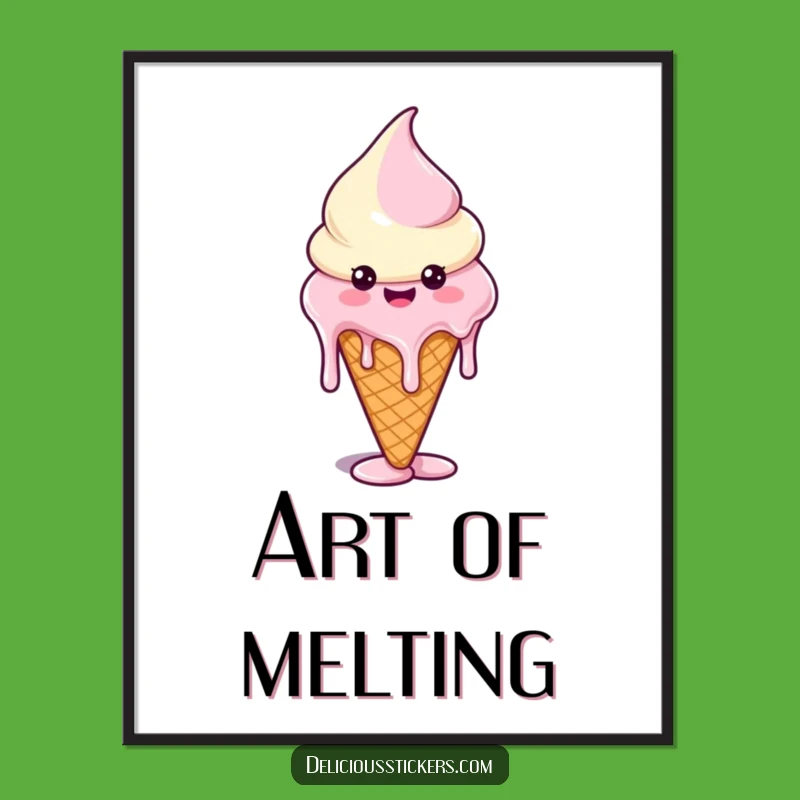 Funny Melting Ice Cream Digital Print: Instant Sweetness & Humor Art Gift