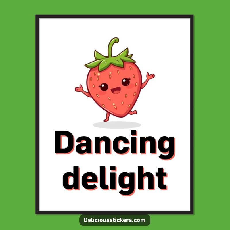 Funny Strawberry Joy Digital Print: Celebratory Fruit Art, Instant Download Gift