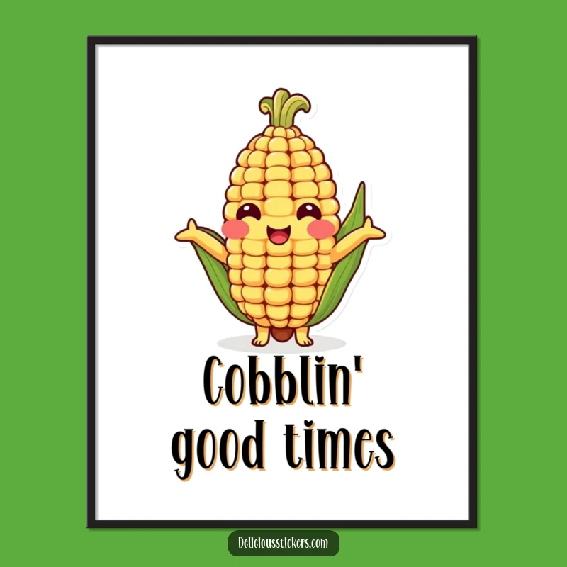 Funny Corn Cob Hug Digital Art - Cheerful Veggie Character for Instant Joy