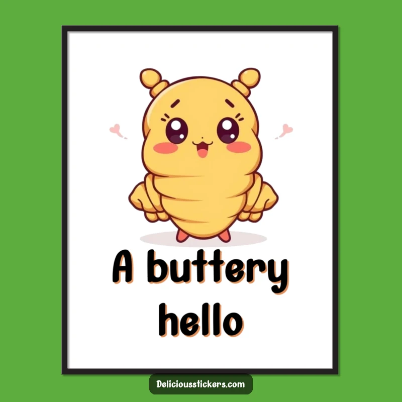 Funny Croissant Wave Digital Art - Surprised Pastry with Waving Ends, Instant Funny Gift Download