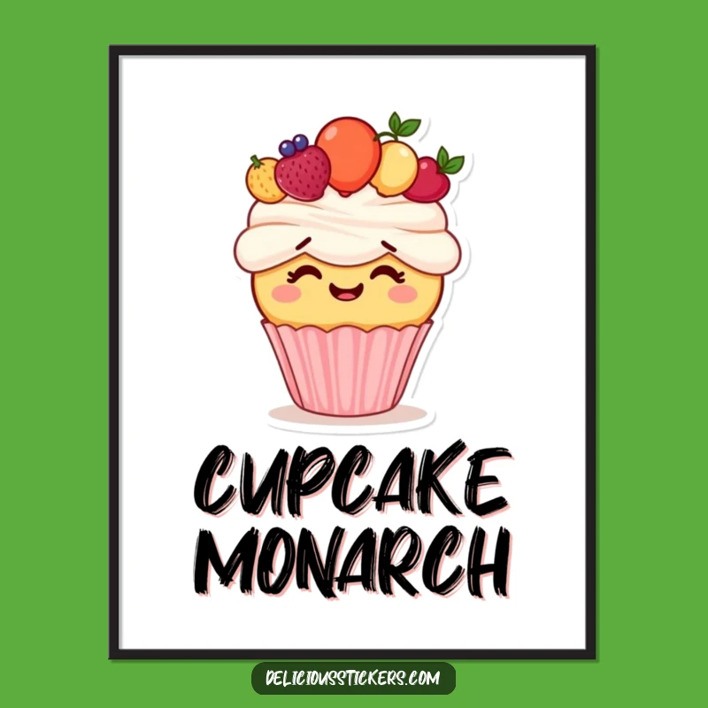 Funny Cupcake Crown Digital Art: Instant Sweetness and Humor for Your Walls