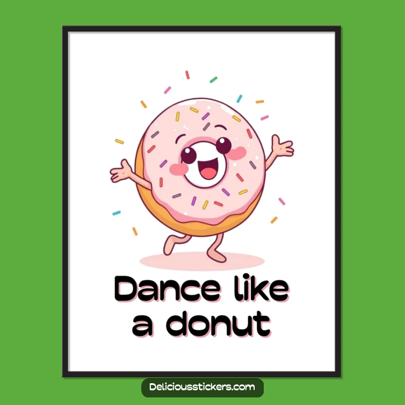 Funny Donut Dancer Digital Art Print: Instant Download for Sweet Wall Decor!