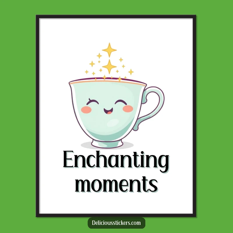 Funny Teacup Digital Art - Winking Sparkle Print, Instant Funny Gift!