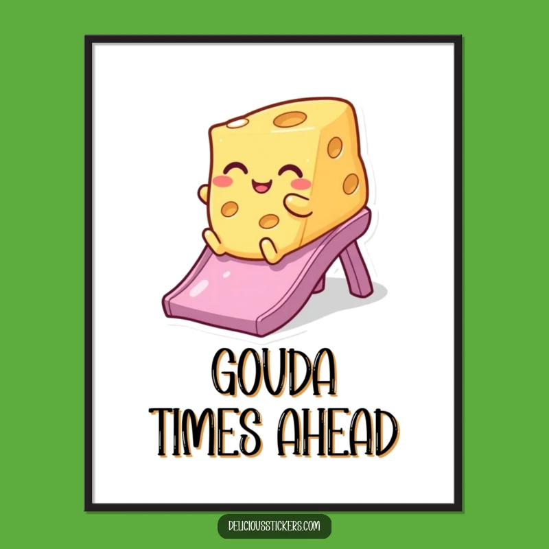 Funny Winking Cheese Digital Print - Hilarious Dairy Art Instant Gift