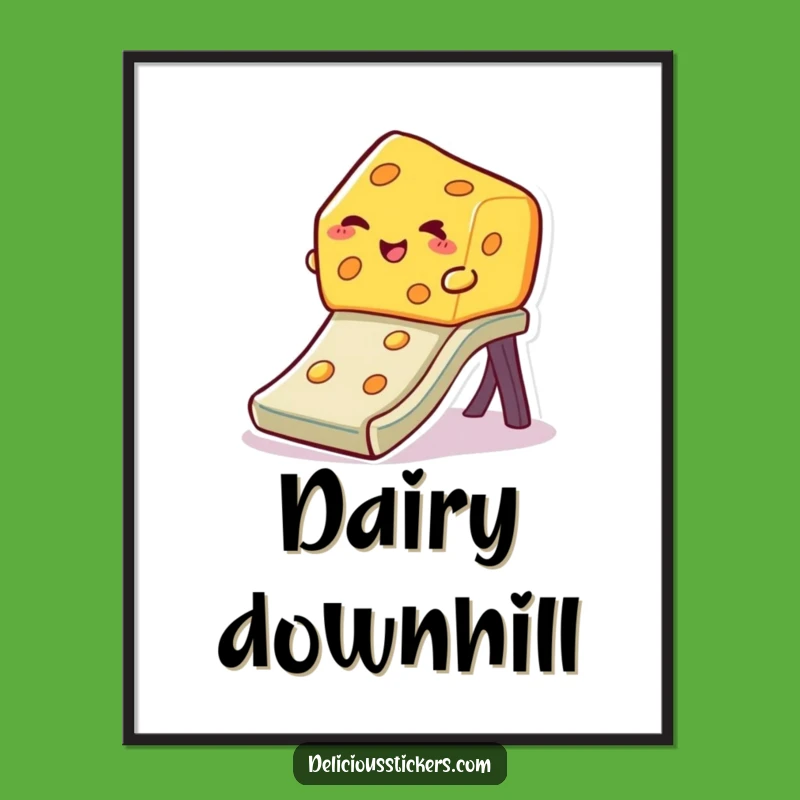 Funny Winking Cheese Digital Print: Instant Download of Sliding Fun Art