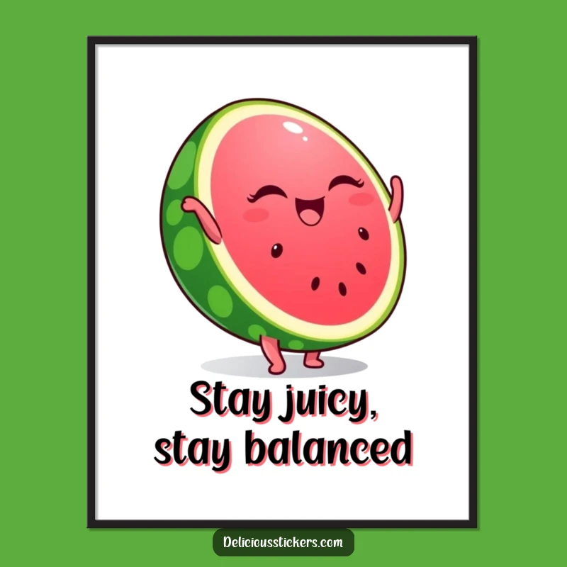 Funny Winking Watermelon Handstand Digital Art - Instant Summer Fun Decor!