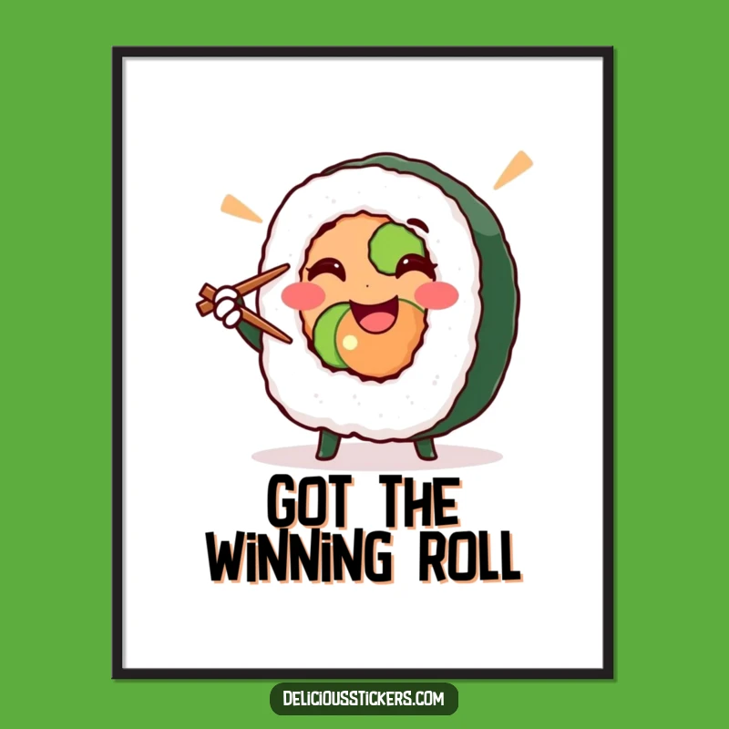 Funny Sushi Roll Digital Art - Instant Victory Pose Download