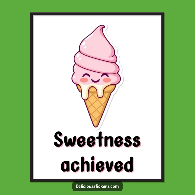 Joyful Melting Ice Cream Cone Digital Art Print: Sweet Wall Decor, Perfect Funny Gift Idea