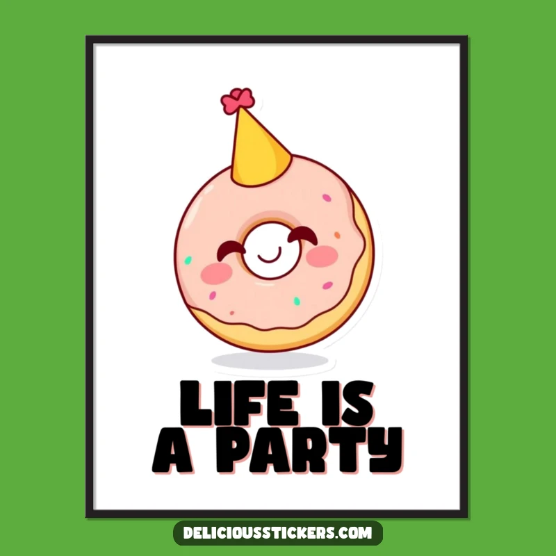 Funny Giggling Doughnut Party Hat Digital Art - Instant Sweet Celebration Decor!