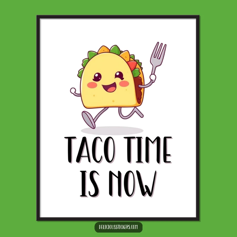 Funny Taco Runner Digital Art Print: Instant Download for Hilarious and Energetic Wall Decor!