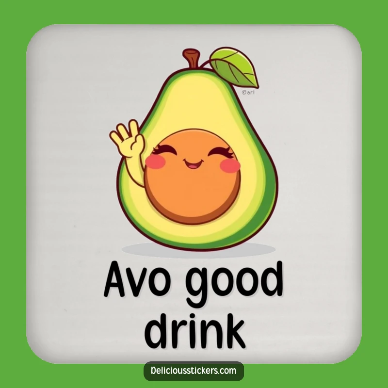 Funny Avocado Wave Drink Coaster: Protect Surfaces with Hilarious Healthy Flair!