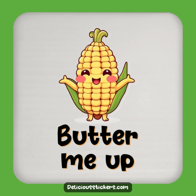 Funny Corn Cob Hug Drink Coaster - Protect Surfaces with Cheerful Veggie Art