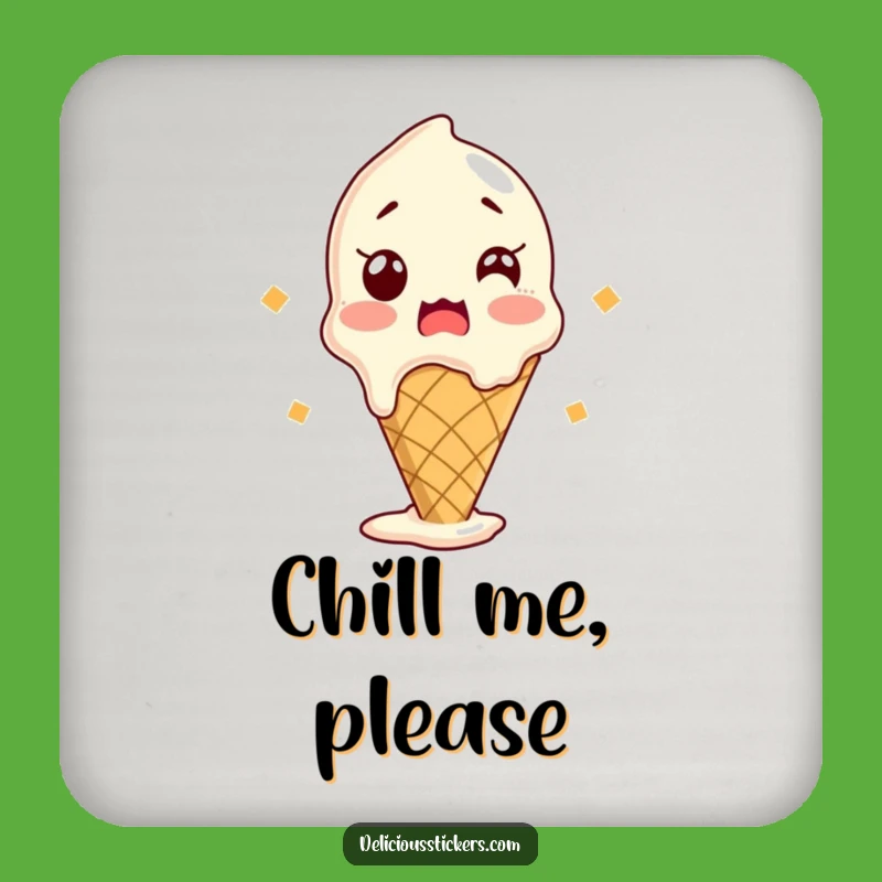 Funny Shocked Ice Cream Coaster Set - Melting Cone Drink Protector - Hilarious Housewarming Gift