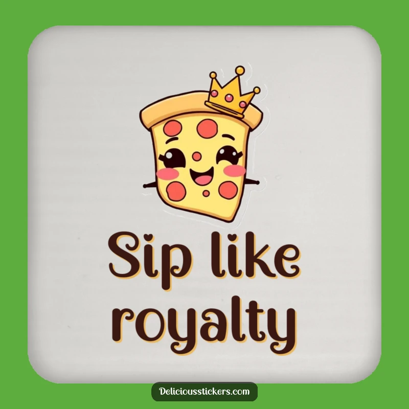 Funny Pizza Coaster: Crown Slice Art - Protect Surfaces Fun!