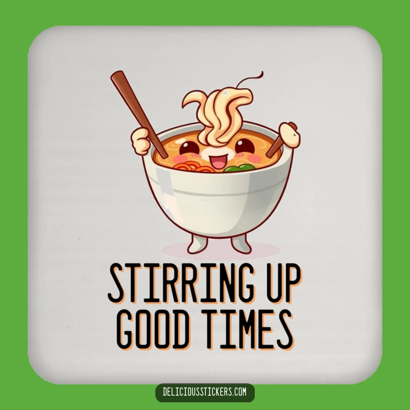Funny Ramen Bowl Chopstick Baton Coaster - Protect Surfaces with Hilarious Charm!