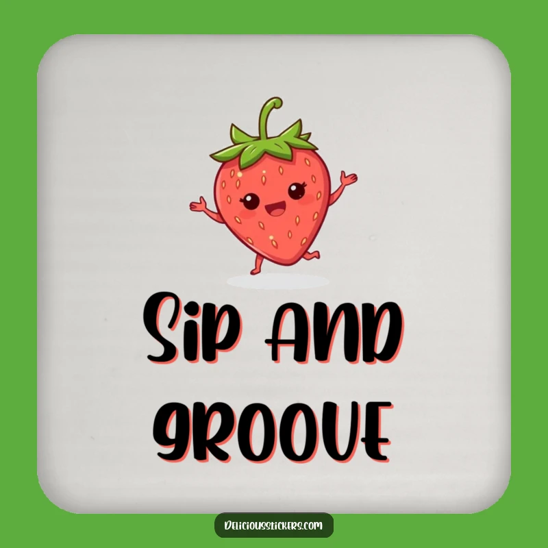 Funny Strawberry Dance Coaster: Joyful Tabletop Protector, Perfect Bar Gift