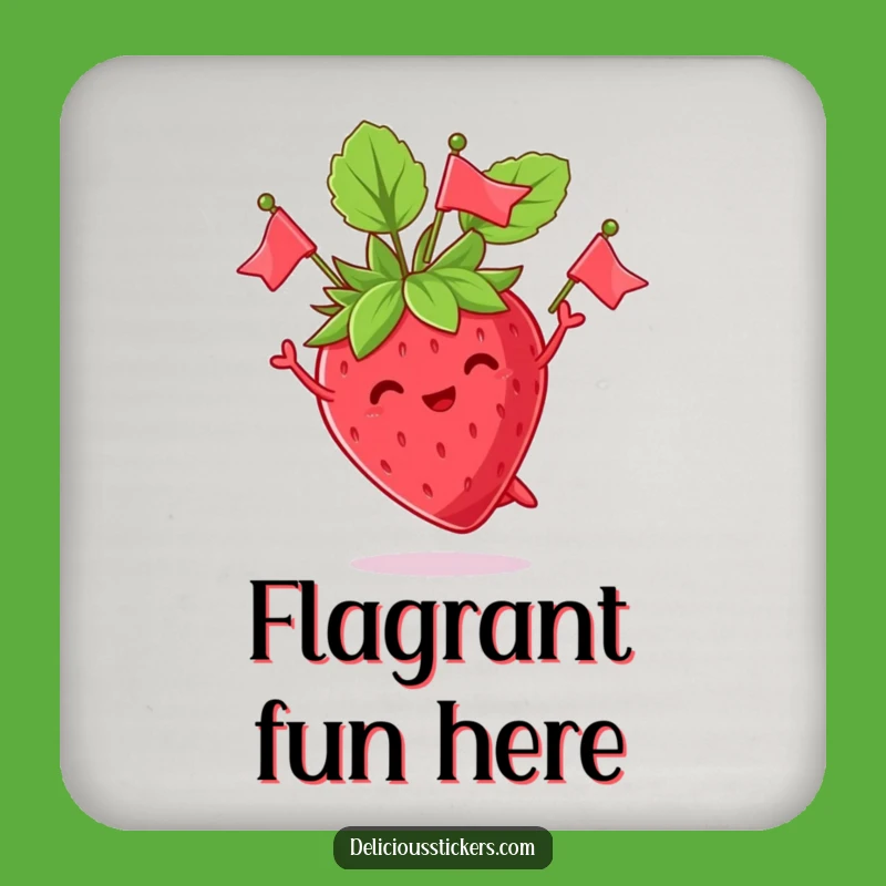 Funny Strawberry Juggling Leaves Coaster - Protect Surfaces with Hilarious Fruit Art!
