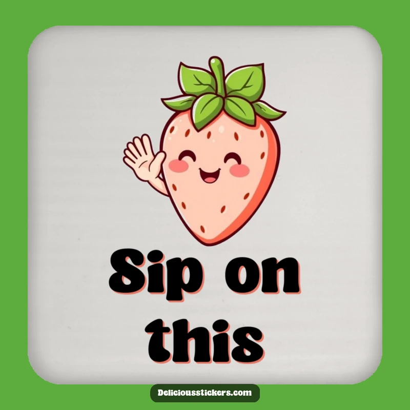Funny Strawberry Wave Drink Coaster - Protect Surfaces with Fruity Charm