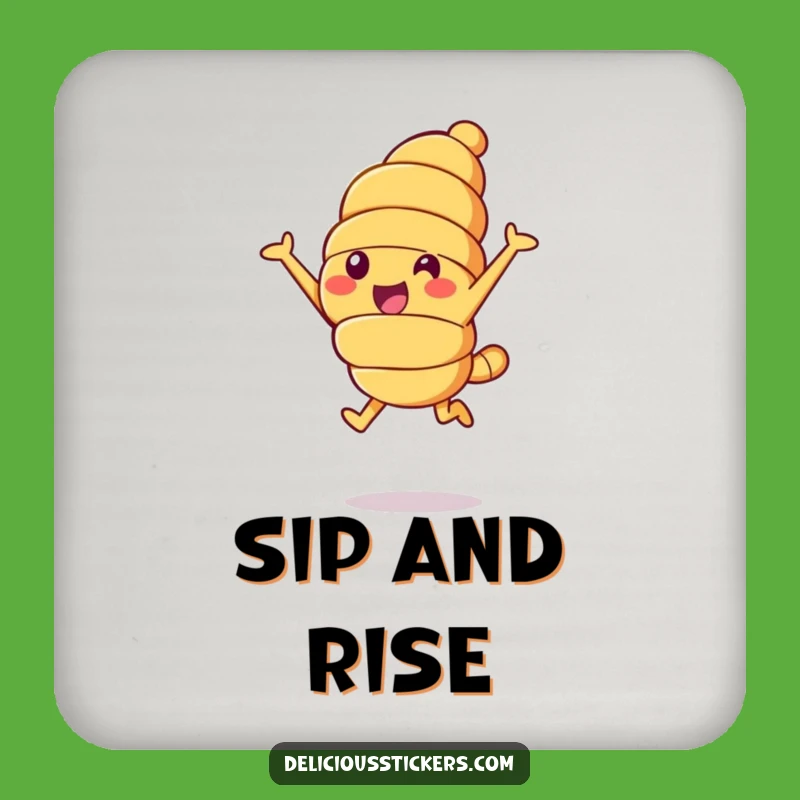 Funny Croissant Leap Coaster: Protect Surfaces with Pastry Fun, Humorous Gift