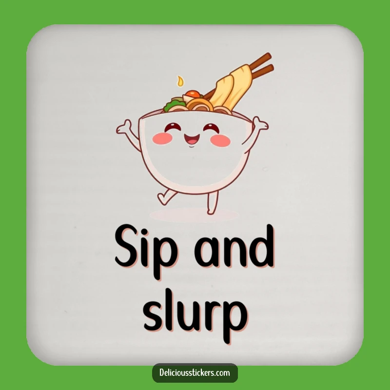 Funny Ramen Bowl Dance Coaster: Protect Surfaces with Hilarious Cartoon Noodles