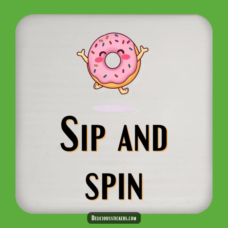 Funny Donut Coaster: Sprinkle Dance Art - Protect Surfaces Fun!