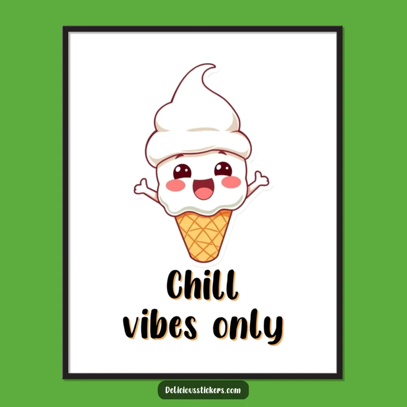 Funny Ice Cream Poster: Cone Hat Fun Art - Cool Wall Decor!
