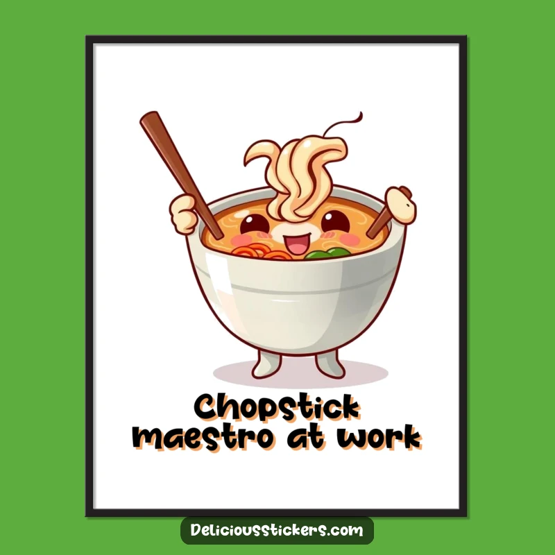 Funny Ramen Bowl Chopstick Baton Poster - Vibrant & Hilarious Wall Art Gift!