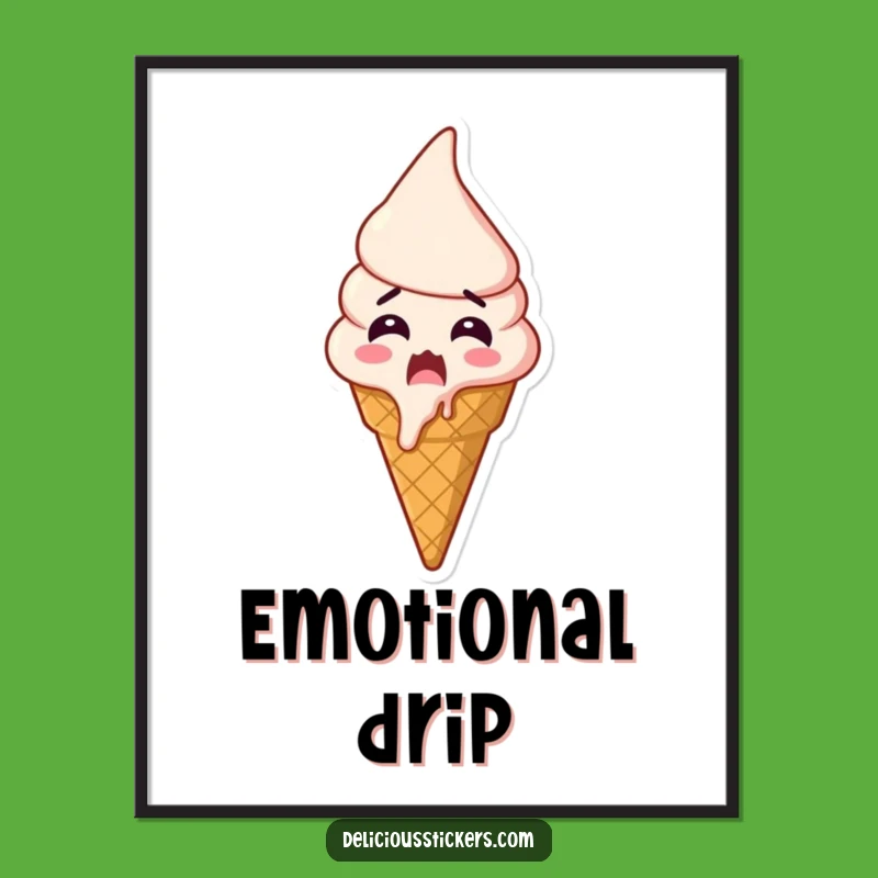Funny Shocked Ice Cream Poster: Exciting Melting Art for Your Walls